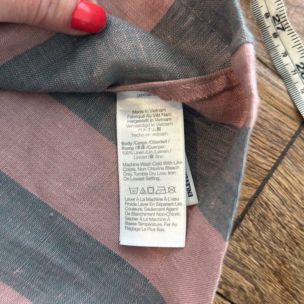 Madewell Pink and Gray Striped Short-Sleeve Button Front Blouse - Picture 7 of 10